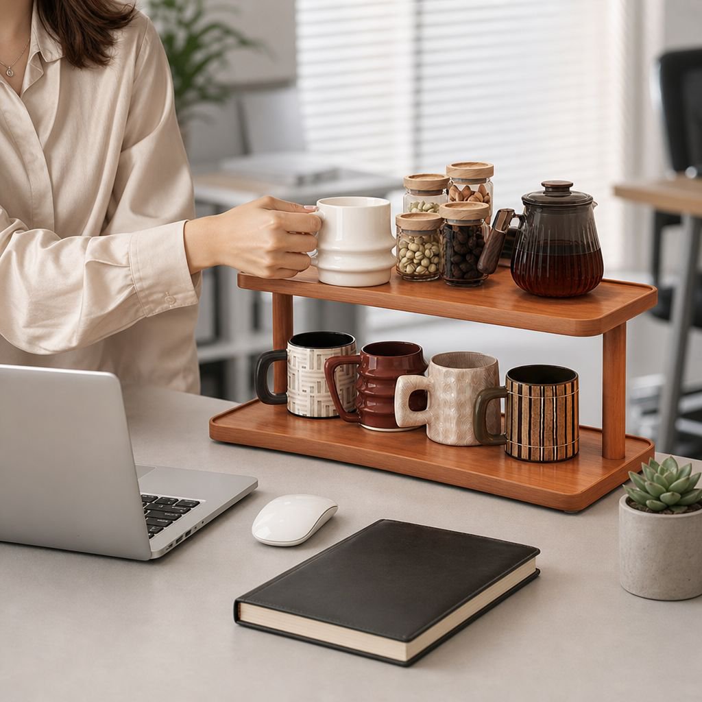 Étagère à gobelets à plusieurs niveaux pour bureau