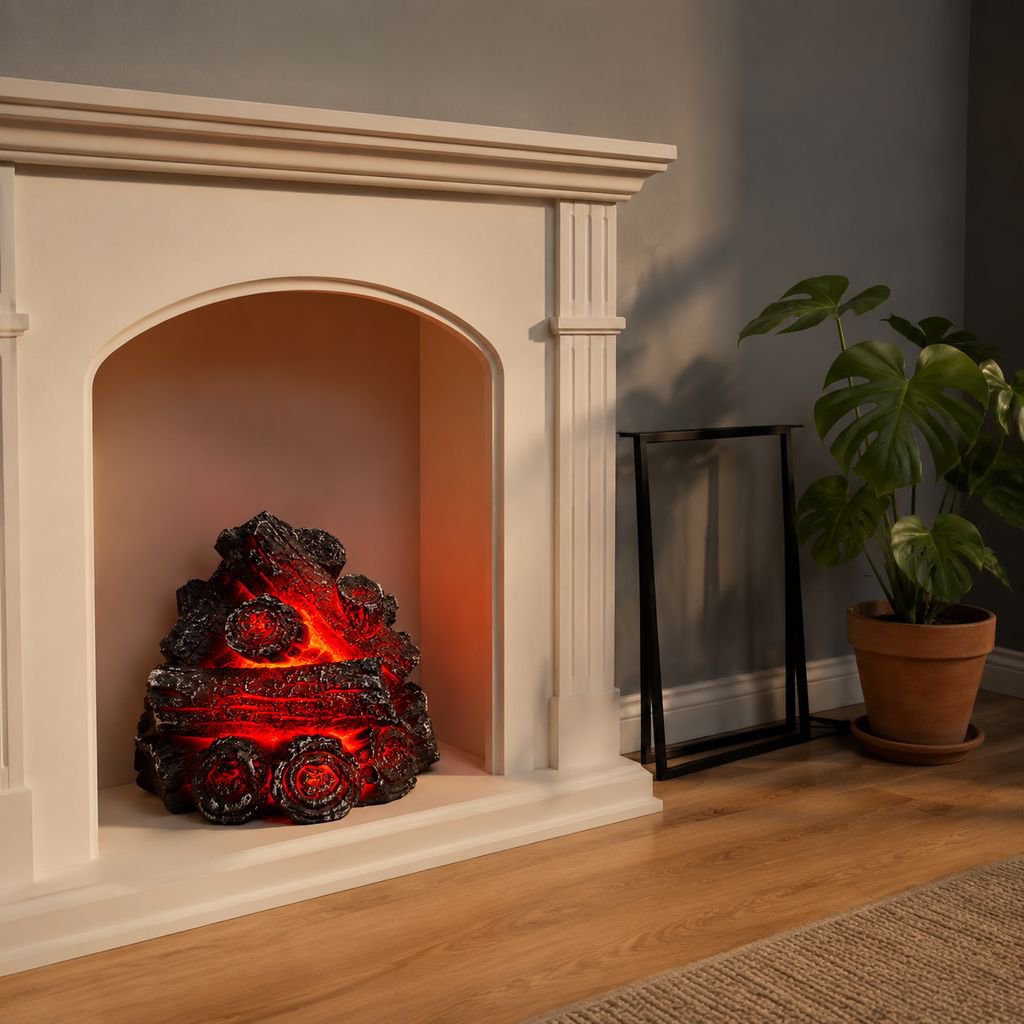 Decorative resin charcoal pile LED fireplace light