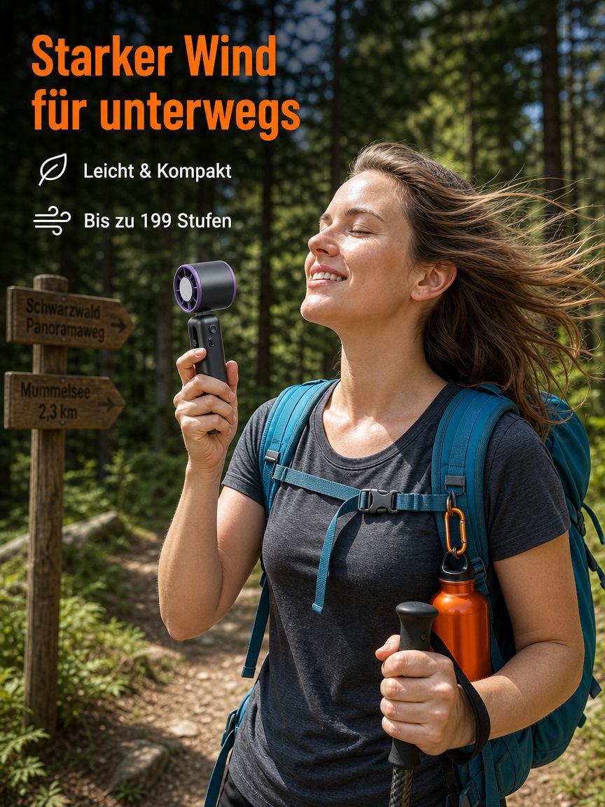 Tragbarer Handventilator für den Außenbereich, um den Hals hängender Ventilator