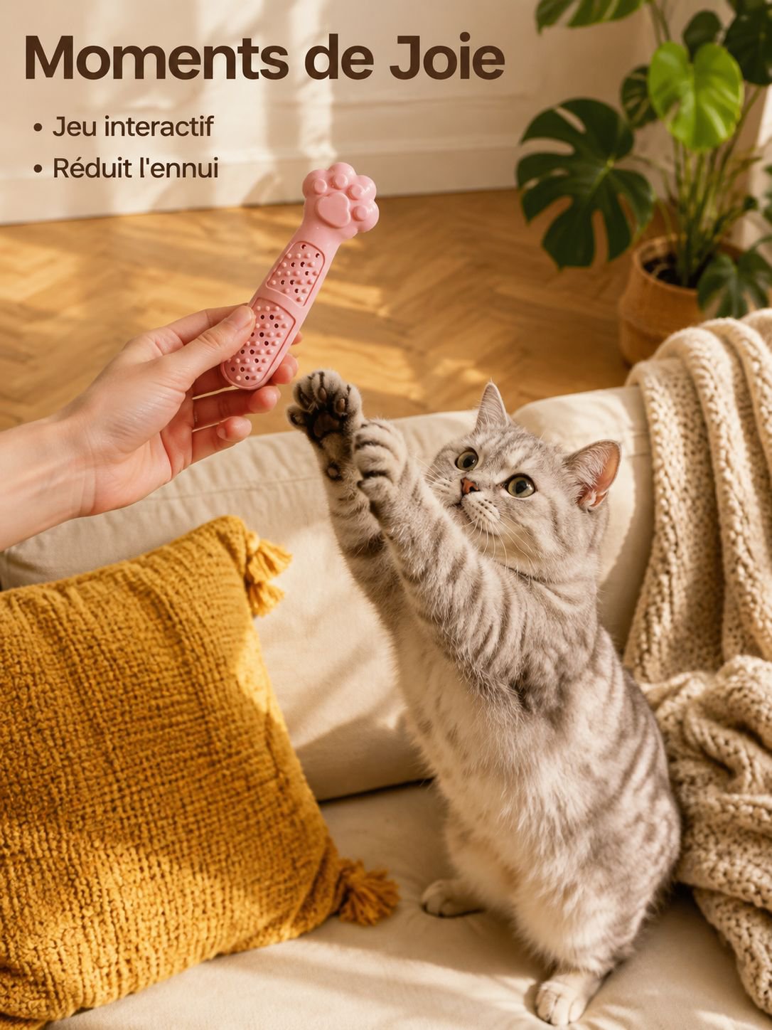 Jouet nettoyant pour dents avec herbe à chat