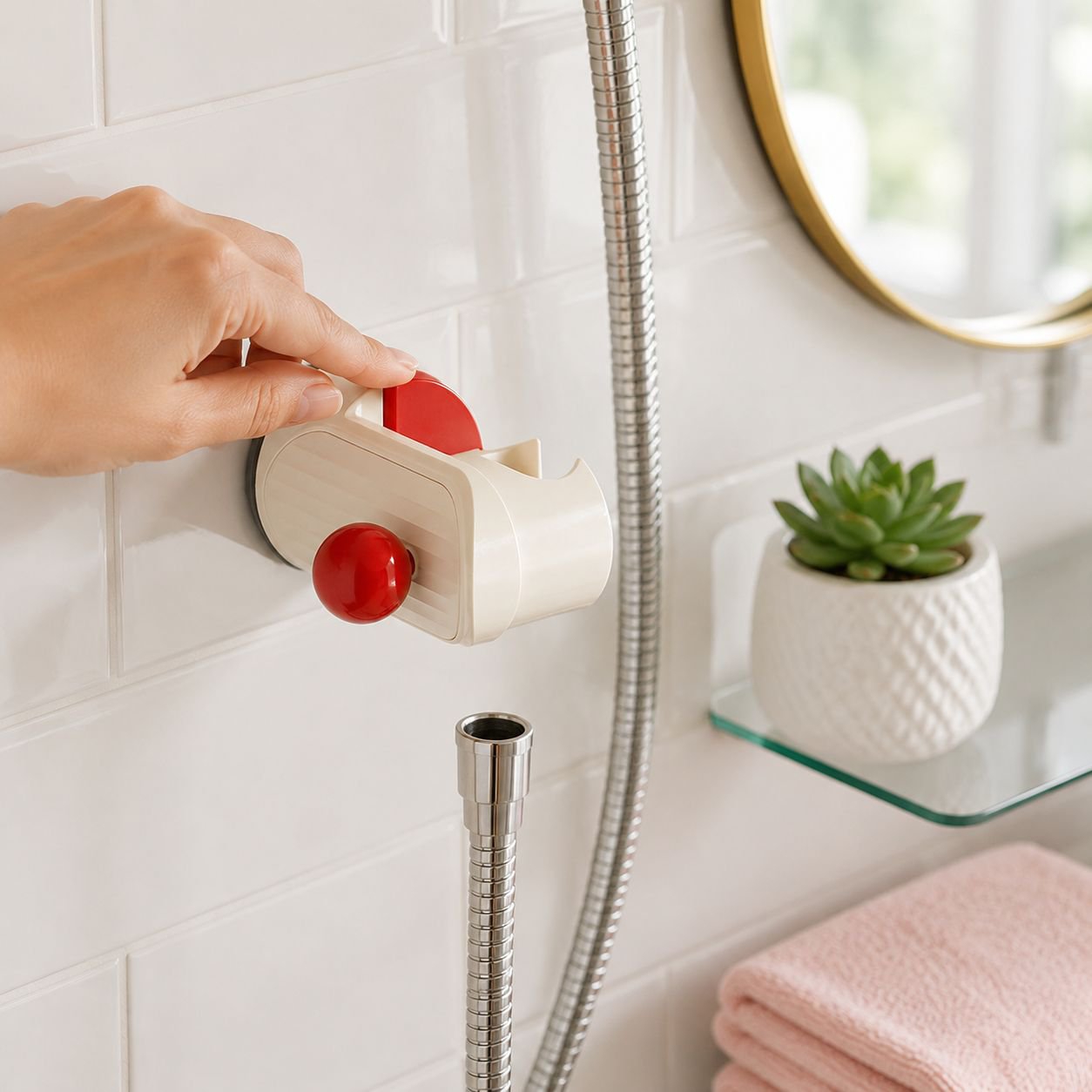 Durable plastic shower head mount with adjustable angle