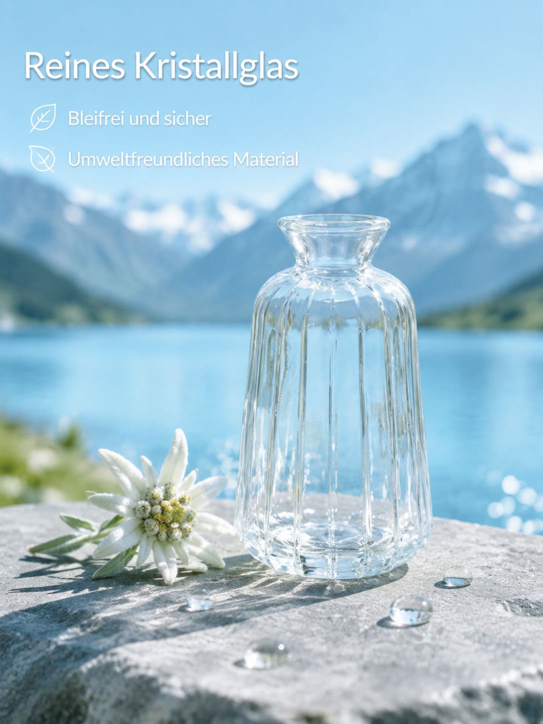 Dekorative Tischvase im französischen Retro-Stil, geprägtes Glas