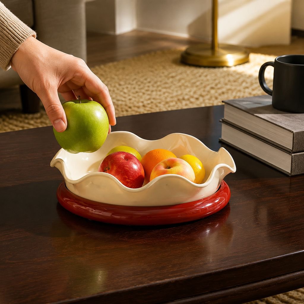 Rotating fruit tray for home living room, a luxurious and sophisticated snack and dried fruit tray/t