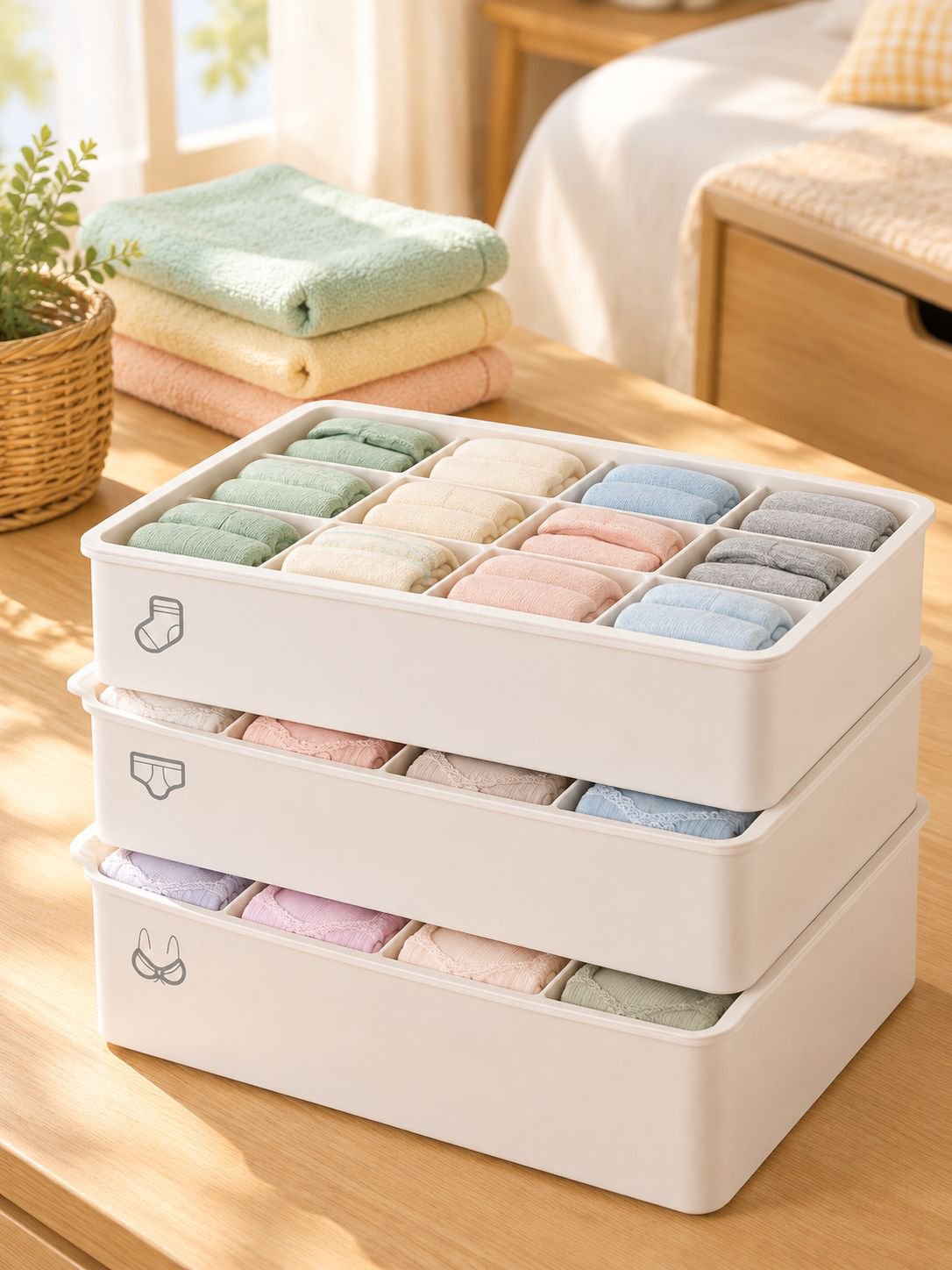 Caja organizadora con divisiones para ropa interior