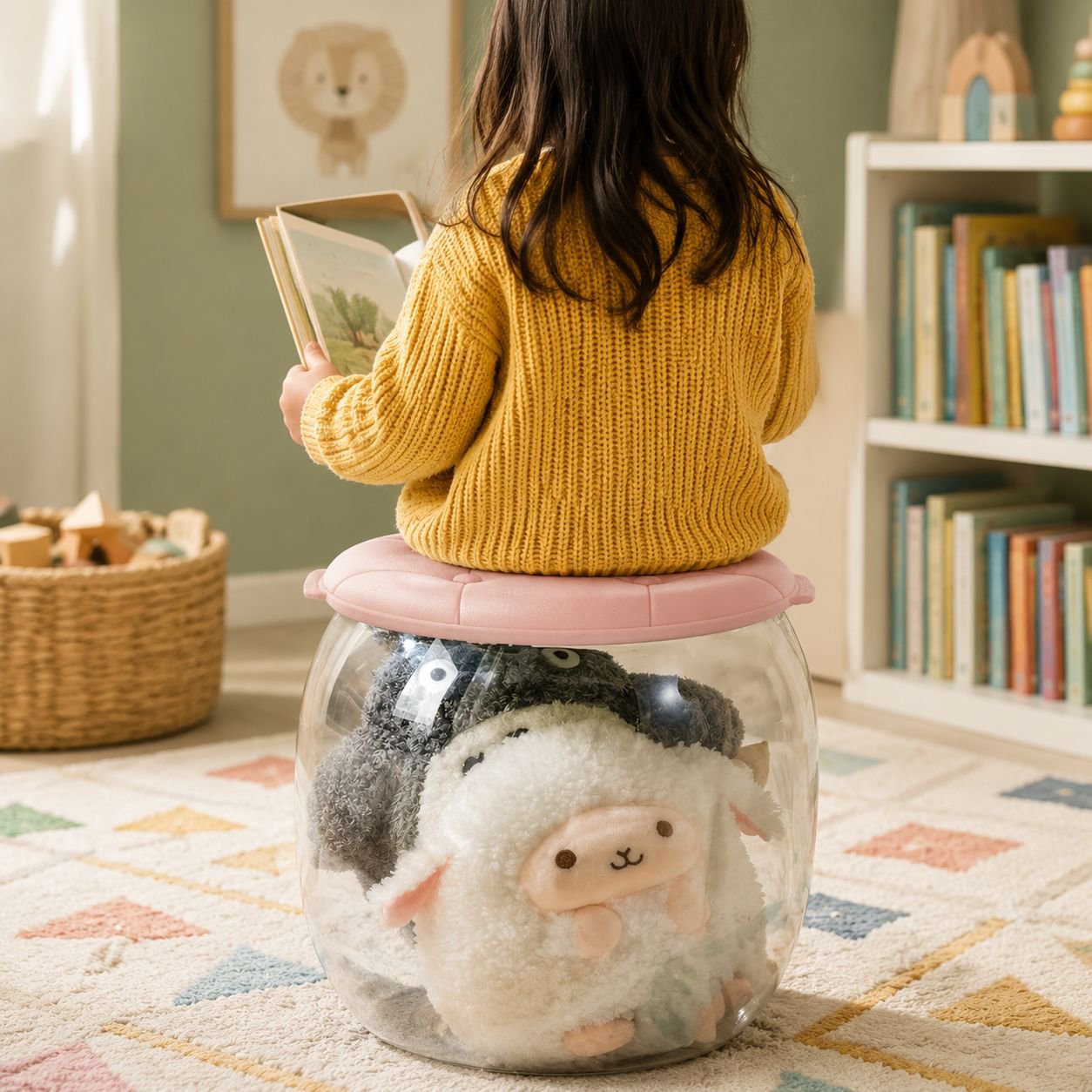 Easy-to-open storage stool for children