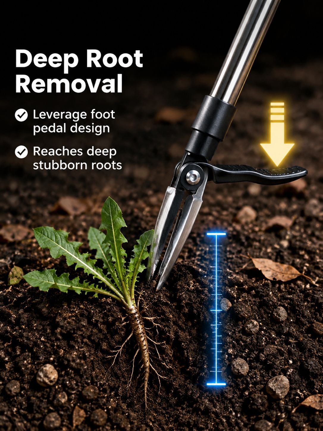 Easy-to-use weed removal tool with long handle