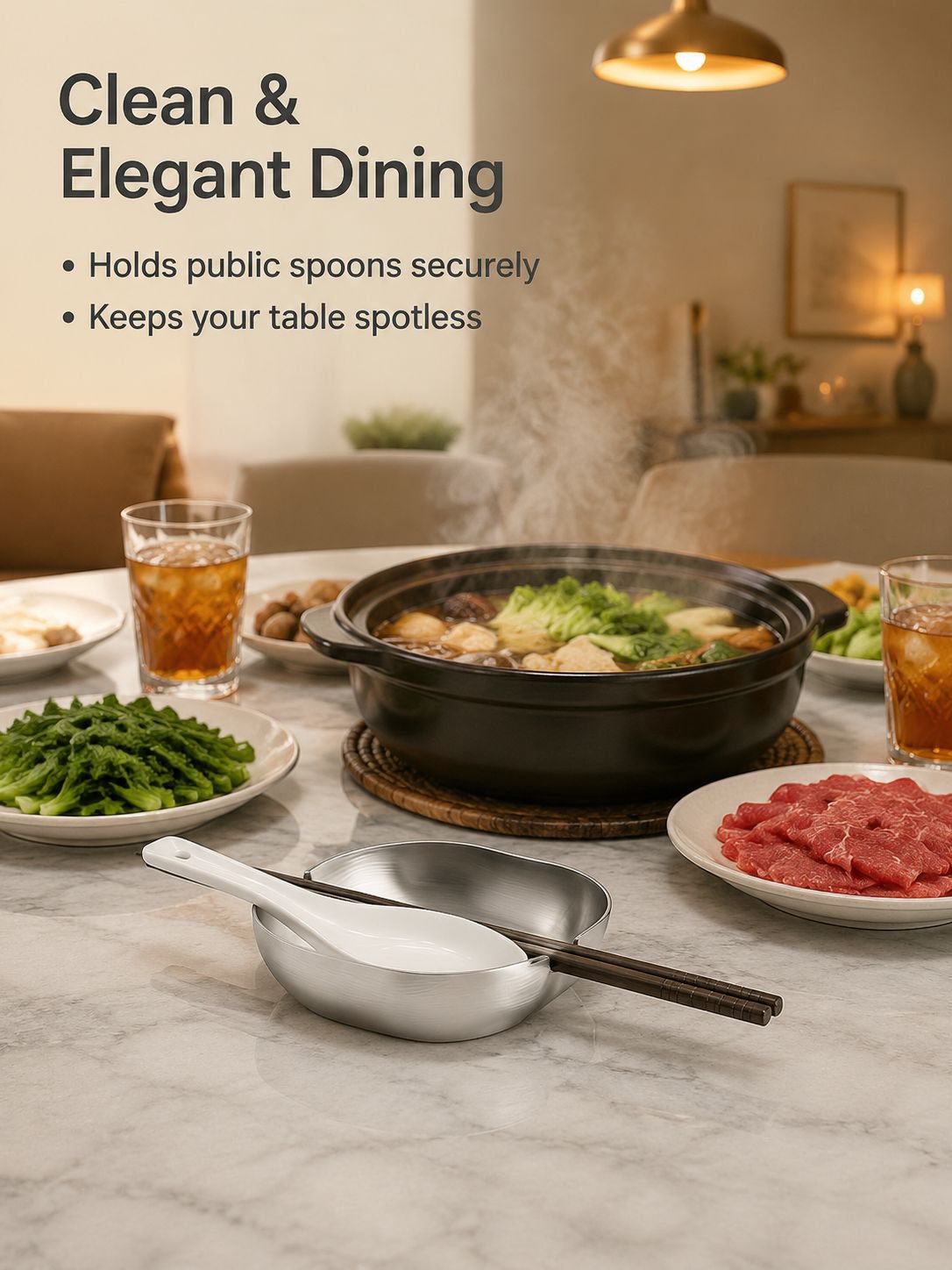 Stainless Steel Spoon Tray and Spatula Holder for Dining Table