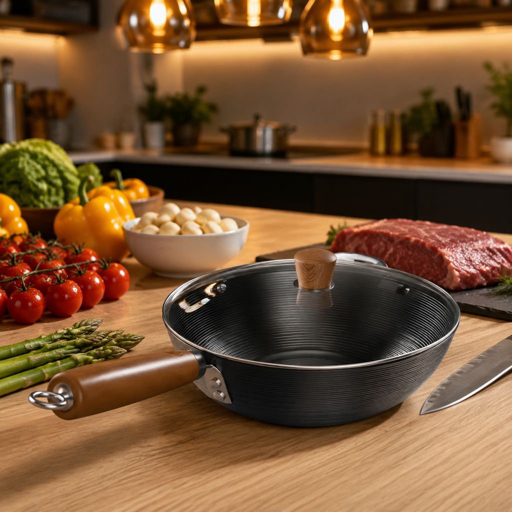 Nonstick surface of flat iron frying pan
