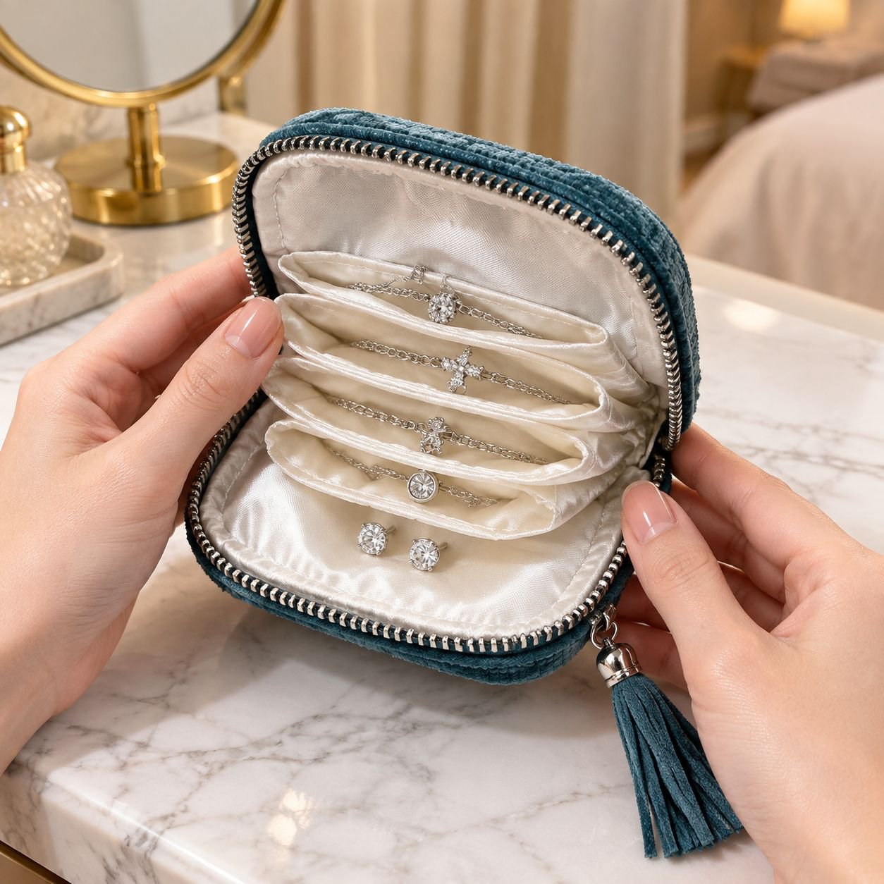 Bolsa elegante para organizar joyas