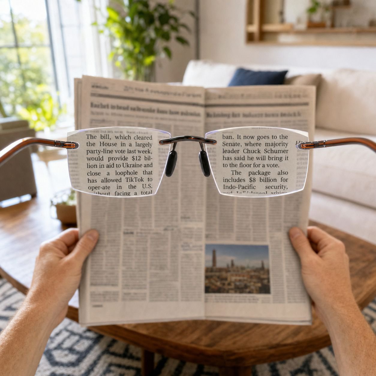 Gafas de lectura sin montura con corte angular y protección contra luz azul