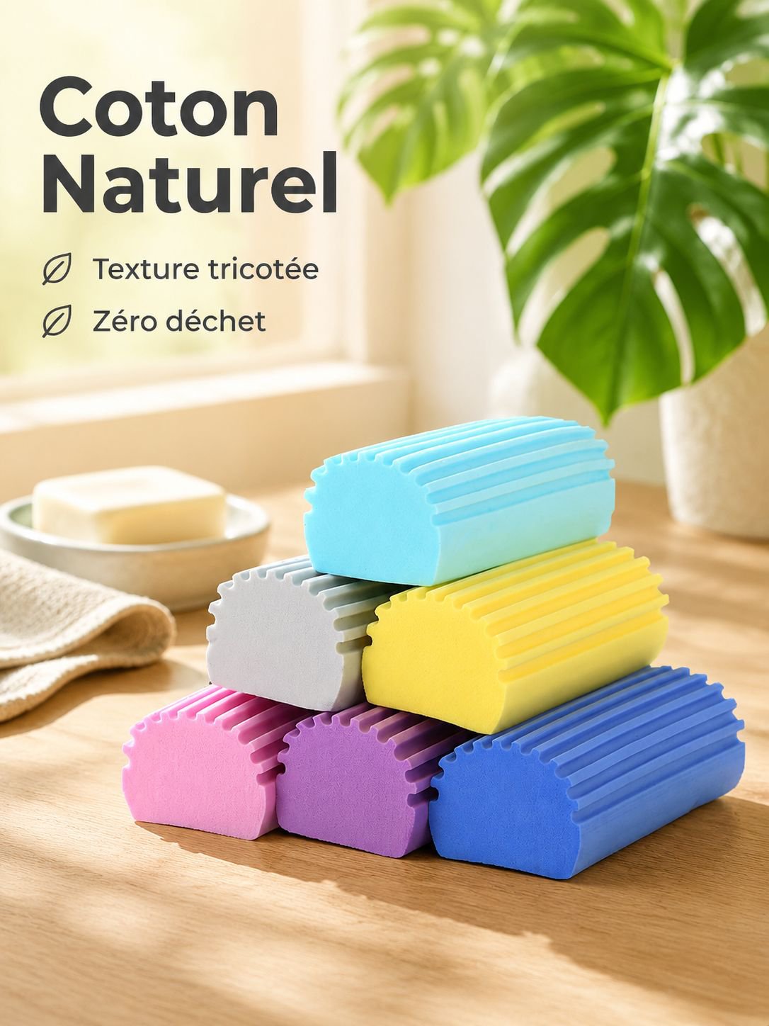 Éponge de nettoyage polyvalente en coton