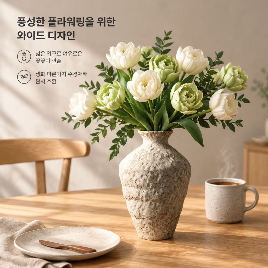 와비사비 빈티지 징더전 도자기 화병 화이트 프로스트 대형 꽃꽂이 수경재배 인테리어 오브제