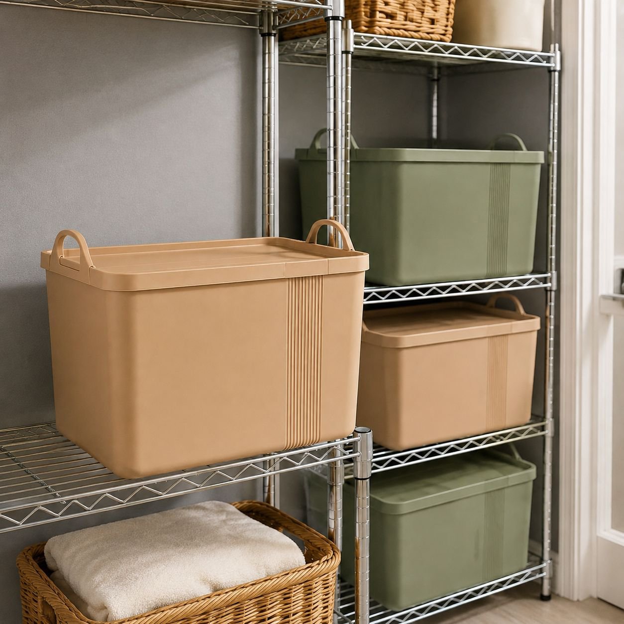 Portable PP storage box with lid for home use