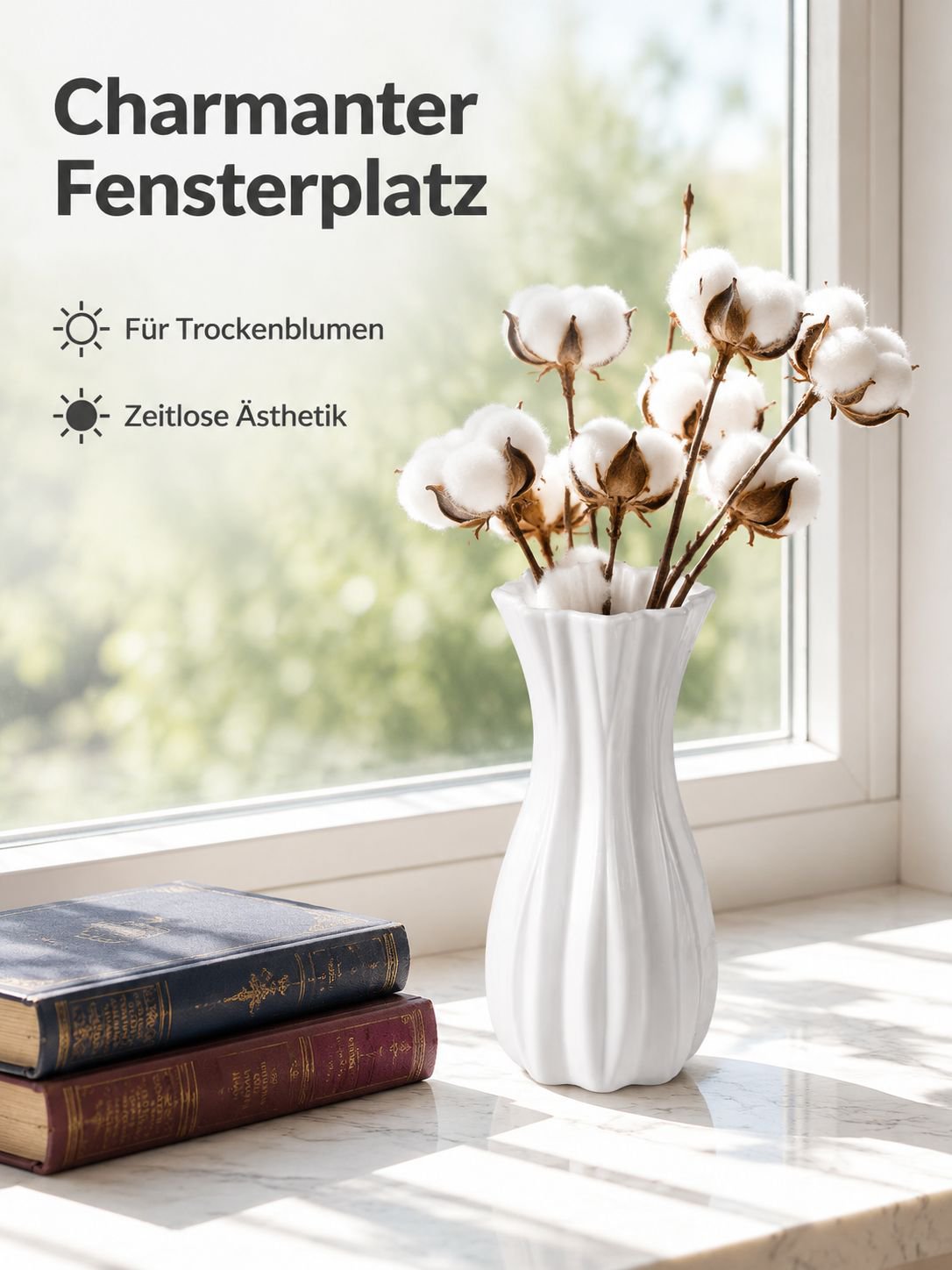 Vintage Wohn-Deko Plastikvase, französischer Blumentopf, künstliche Blumen