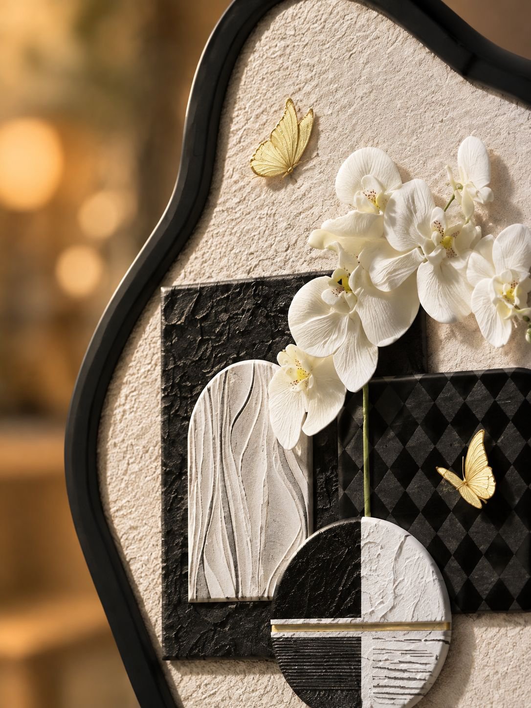 Cuadro decorativo de orquídeas y mariposas