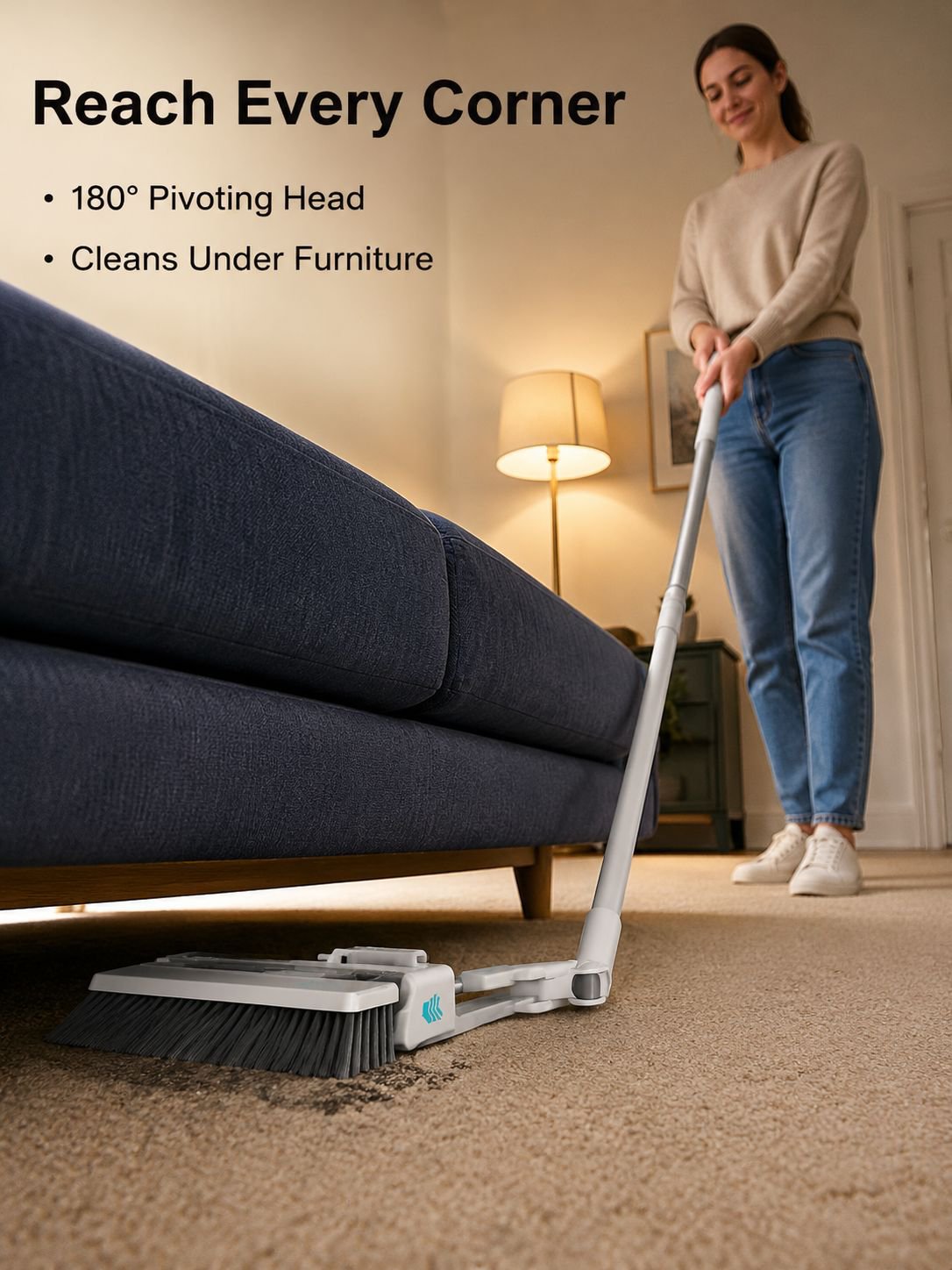 Foldable Large Thick Soft Bristle Broom and Dustpan 3-in-1 Storage Set