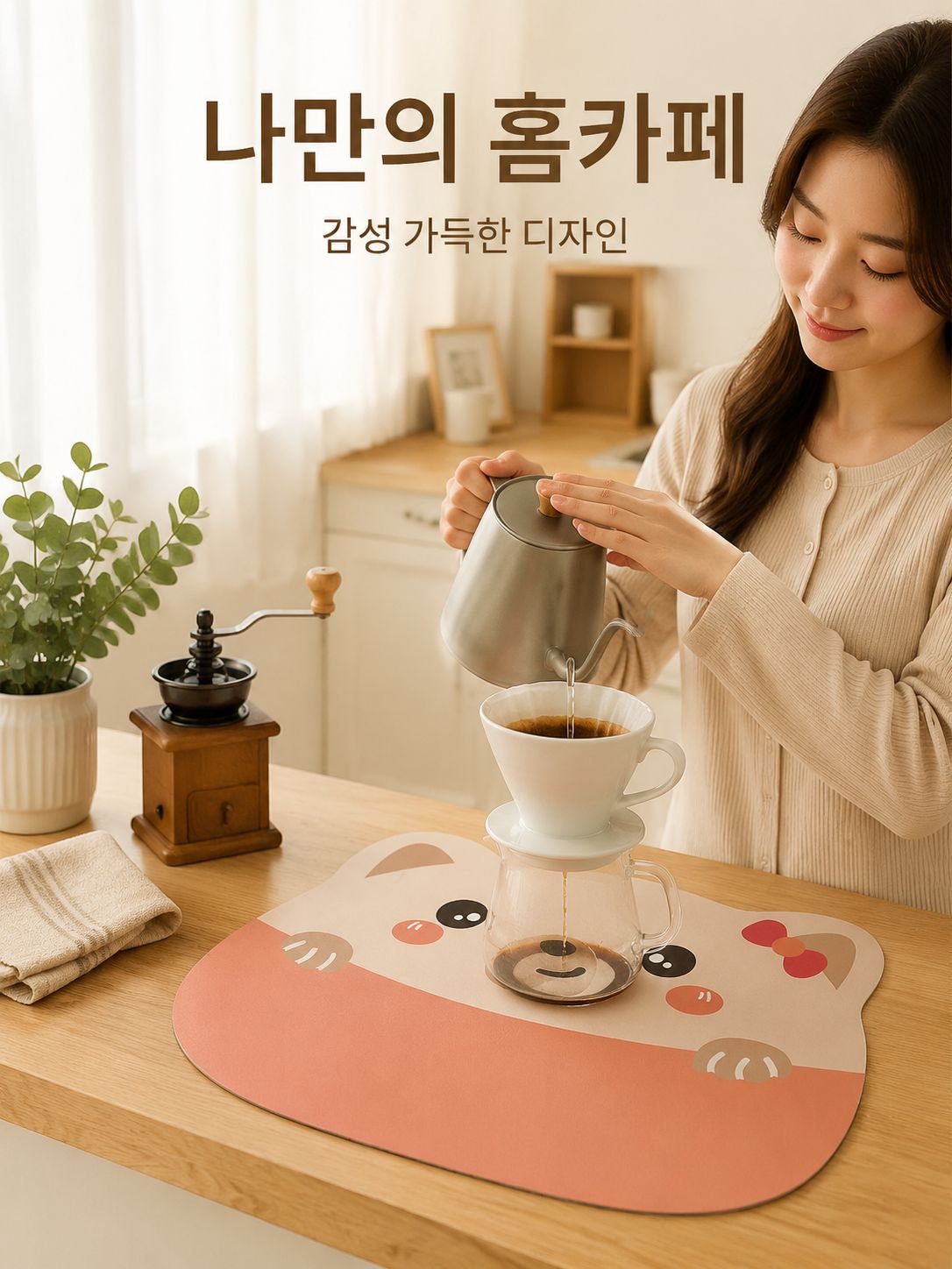 주방 바 테이블 방수 흡수 매트 세탁 필요 없는 단열 컵받침