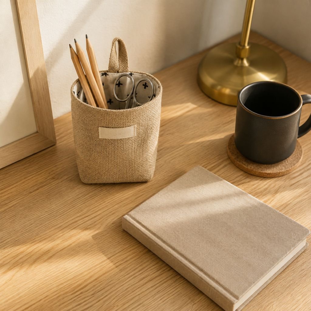 Eco-friendly jute wall organizer with multiple pockets