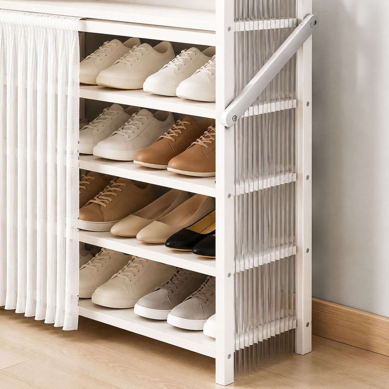 Modern acrylic shoe rack for closet organization