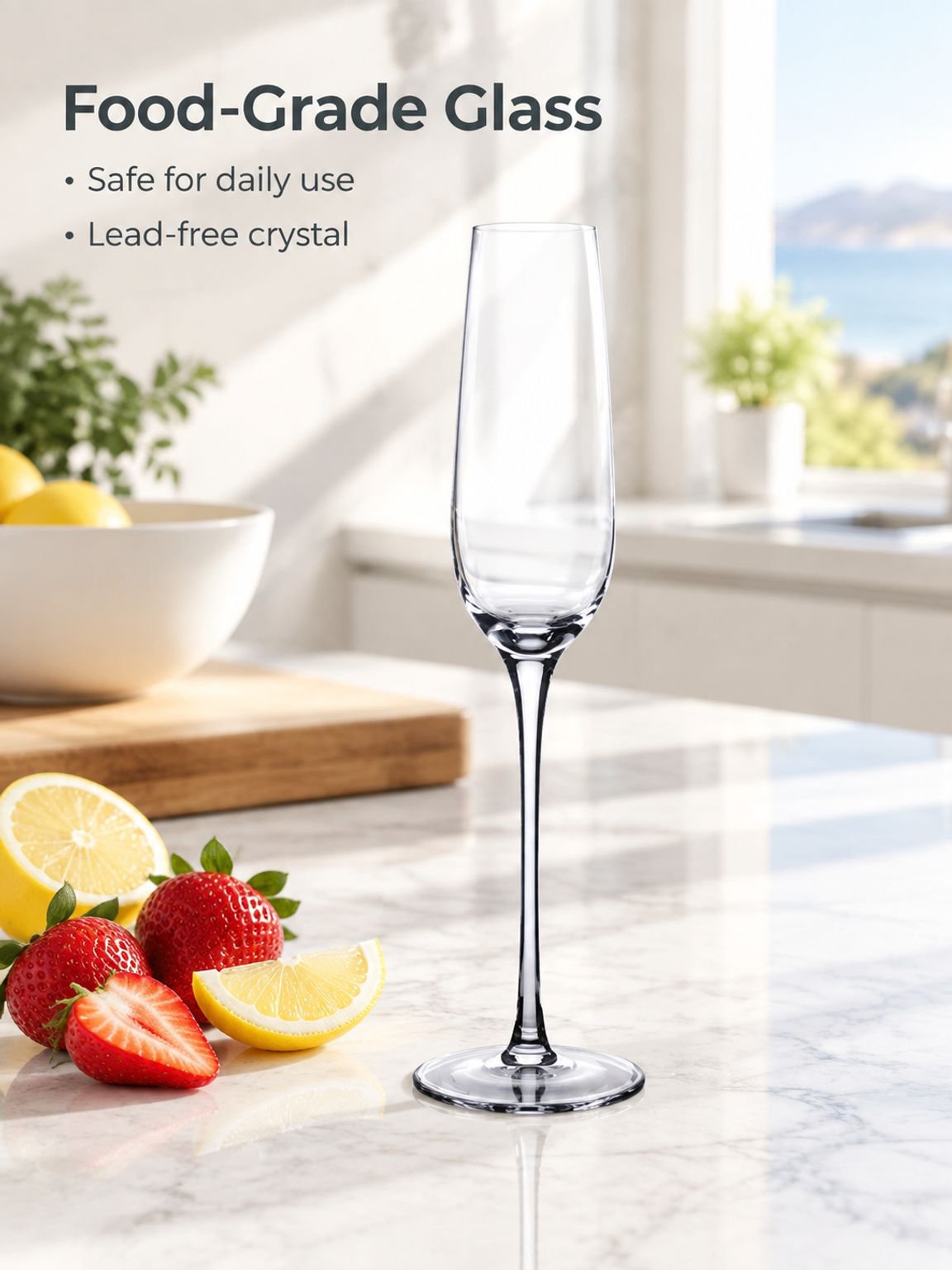 Champagne flute set arranged for a wedding reception
