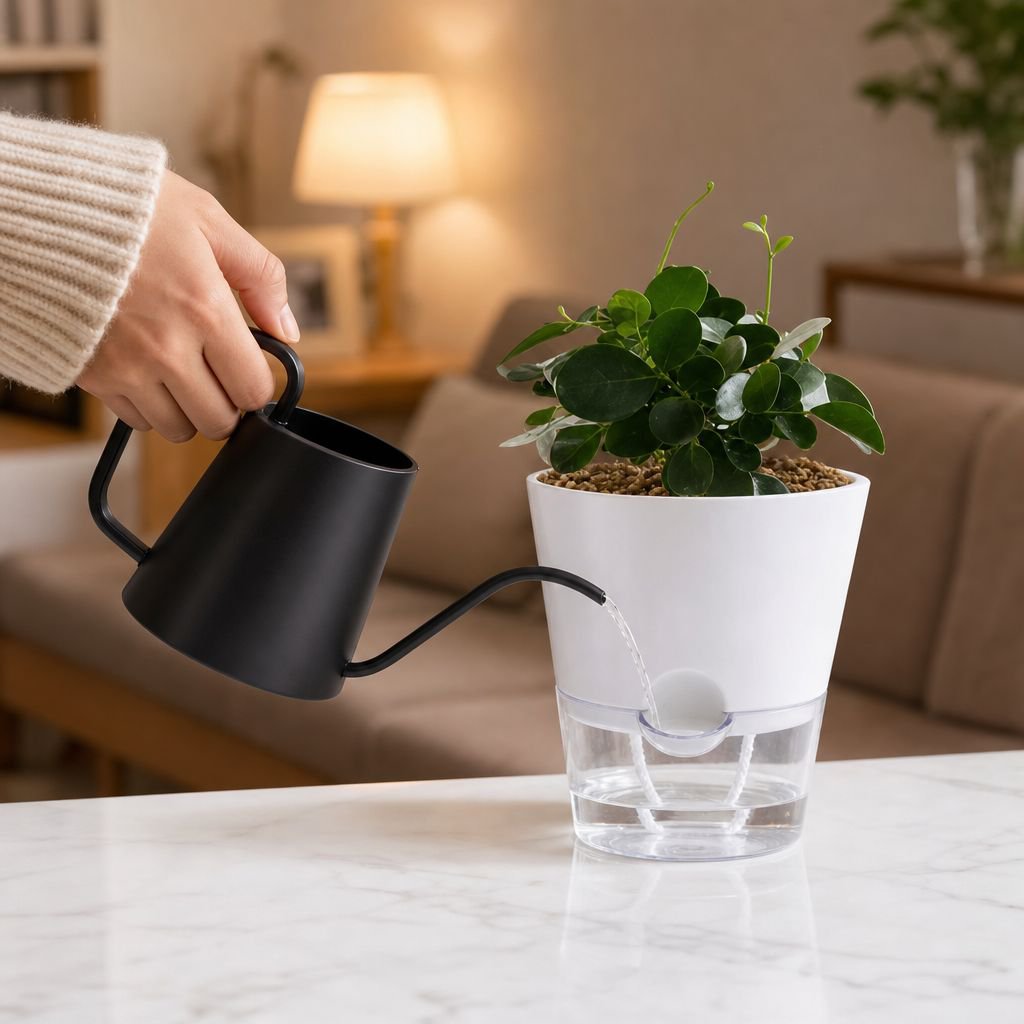 Simple Lazy Self-Watering Planter, Plastic Imitation Ceramic, Suitable for Pothos
