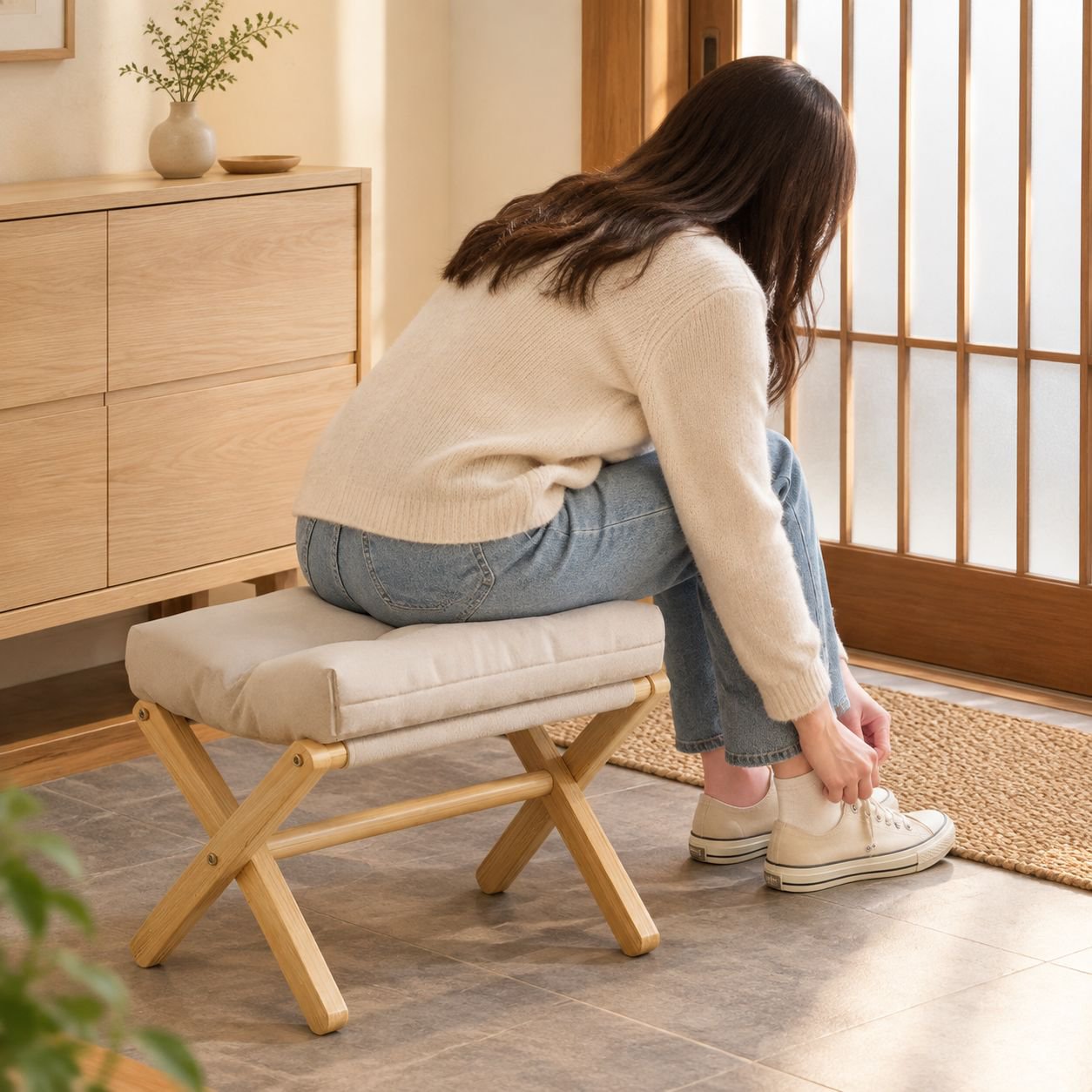 オットマン 折りたたみ 足置き台 デスク下 フットレスト スツール 木製 軽量 取り外し可能 しっかり ふわふわ 耐荷重 おしゃれ 脚置き 腰掛け イス 北欧 靴交換 玄関 オフィス