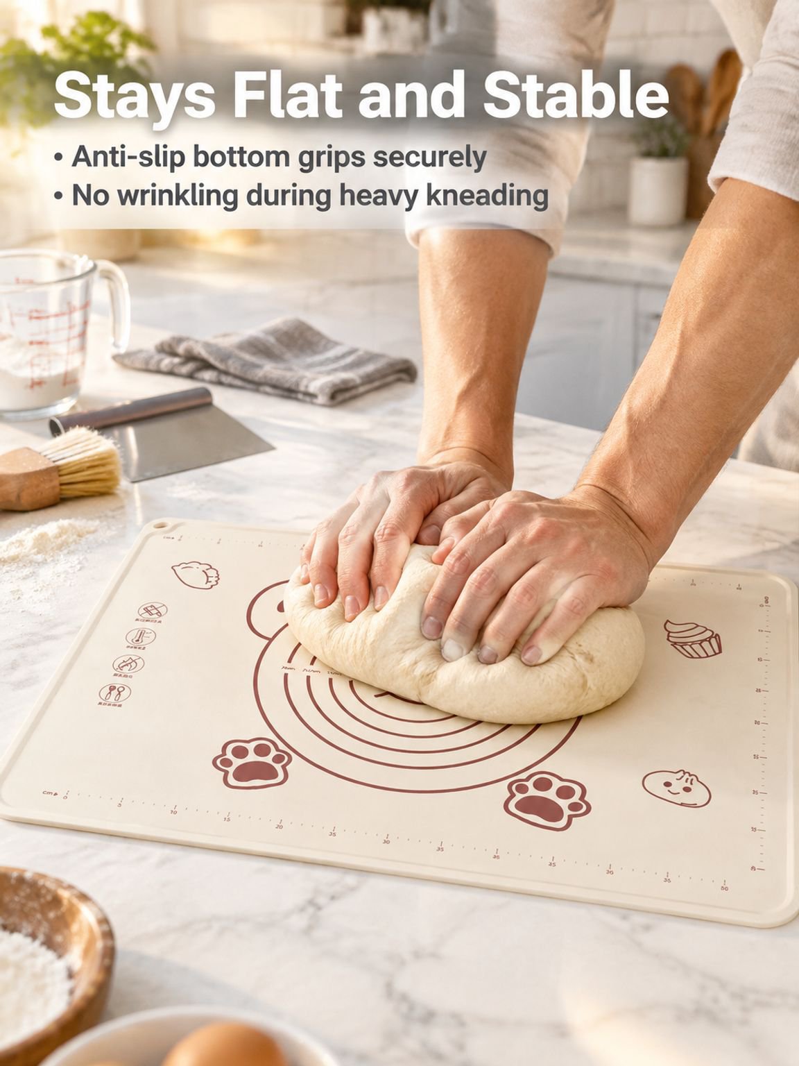 Close-up of the food-grade surface of a dough mat