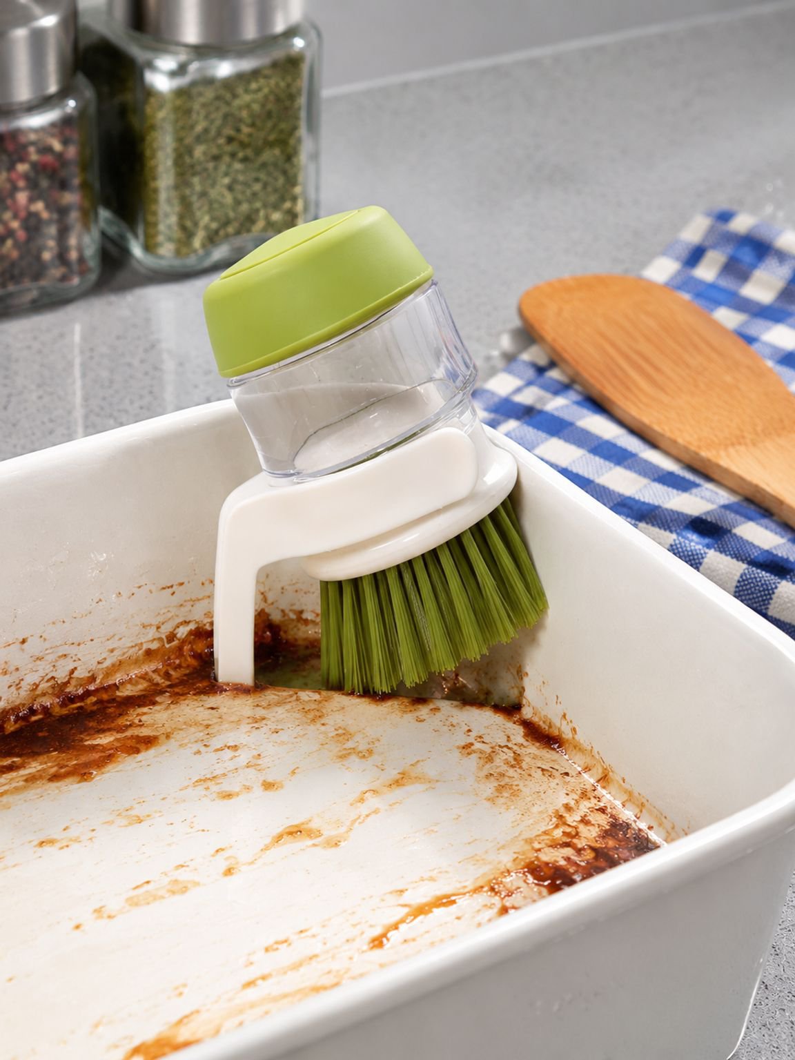Kitchen dishwashing tool for cleaning plates and bowls