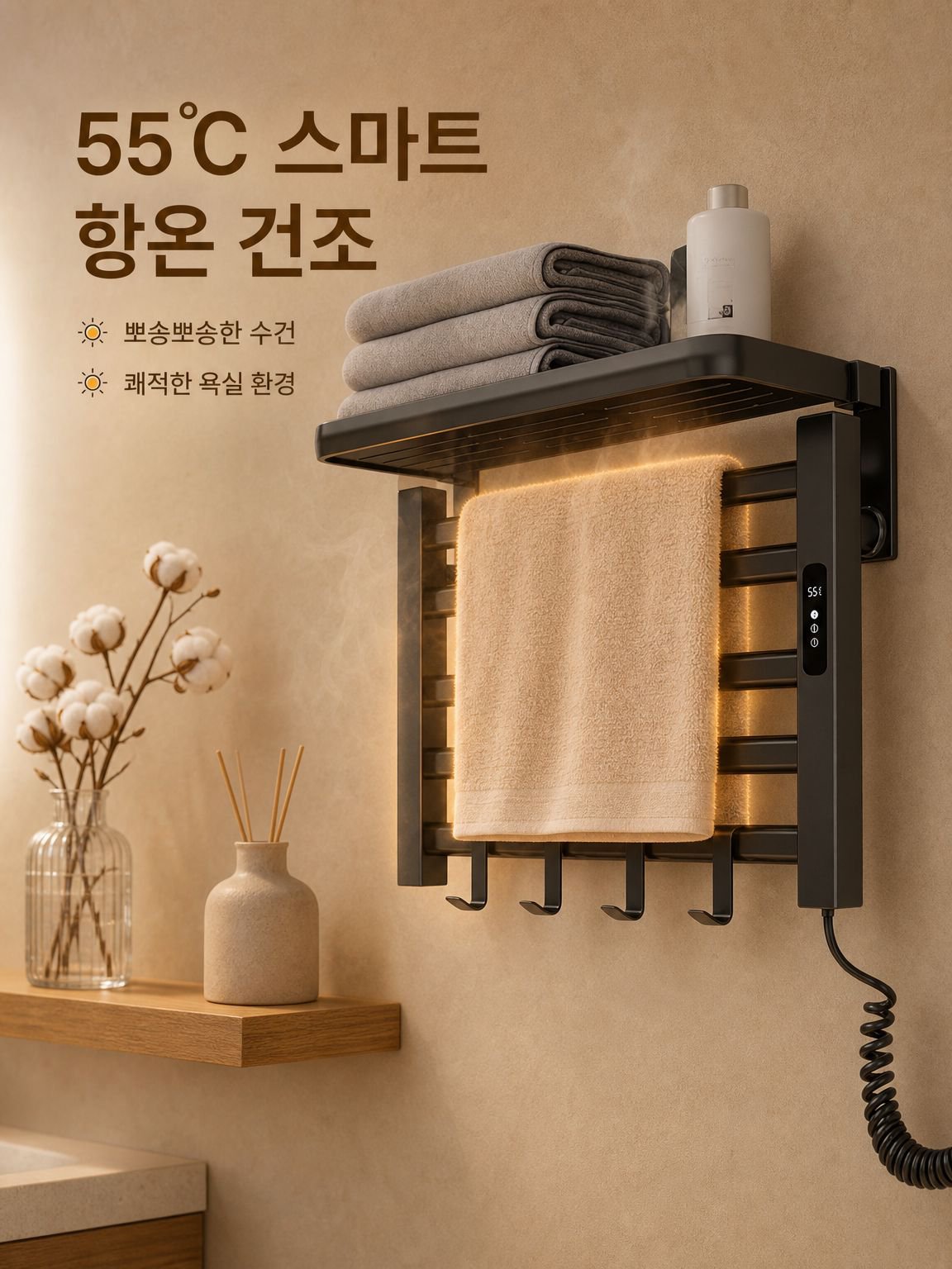 가정용 화장실 펀치 면제 항온 전기 수건 선반