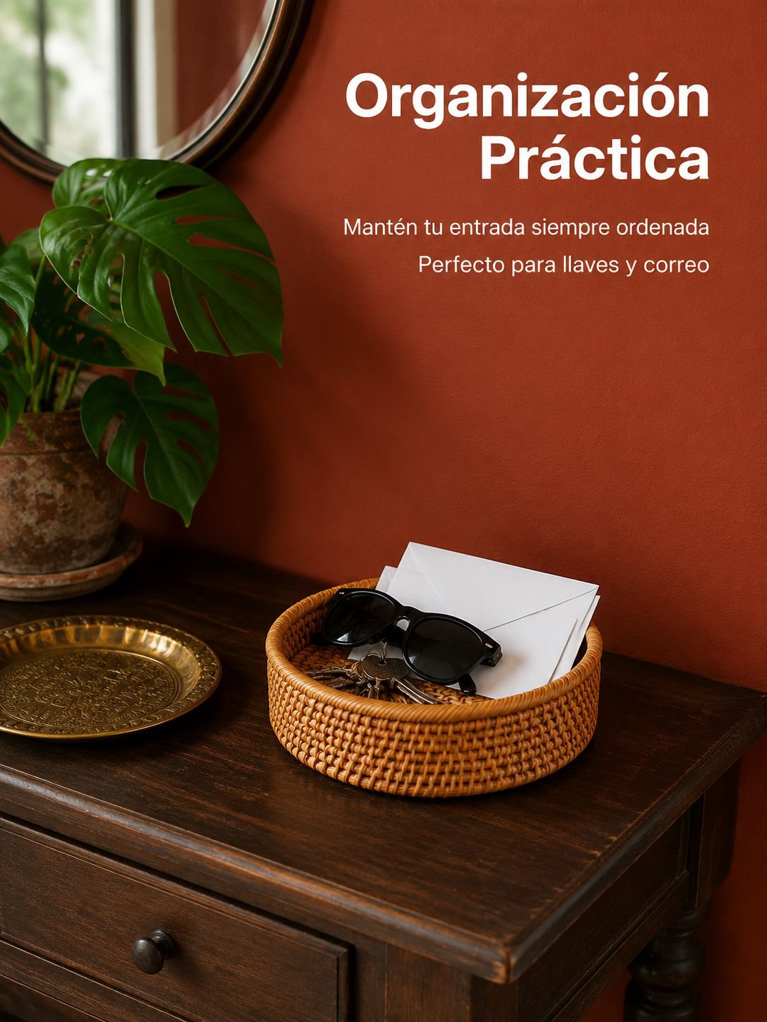 Canasta de frutas con enredaderas de otoño