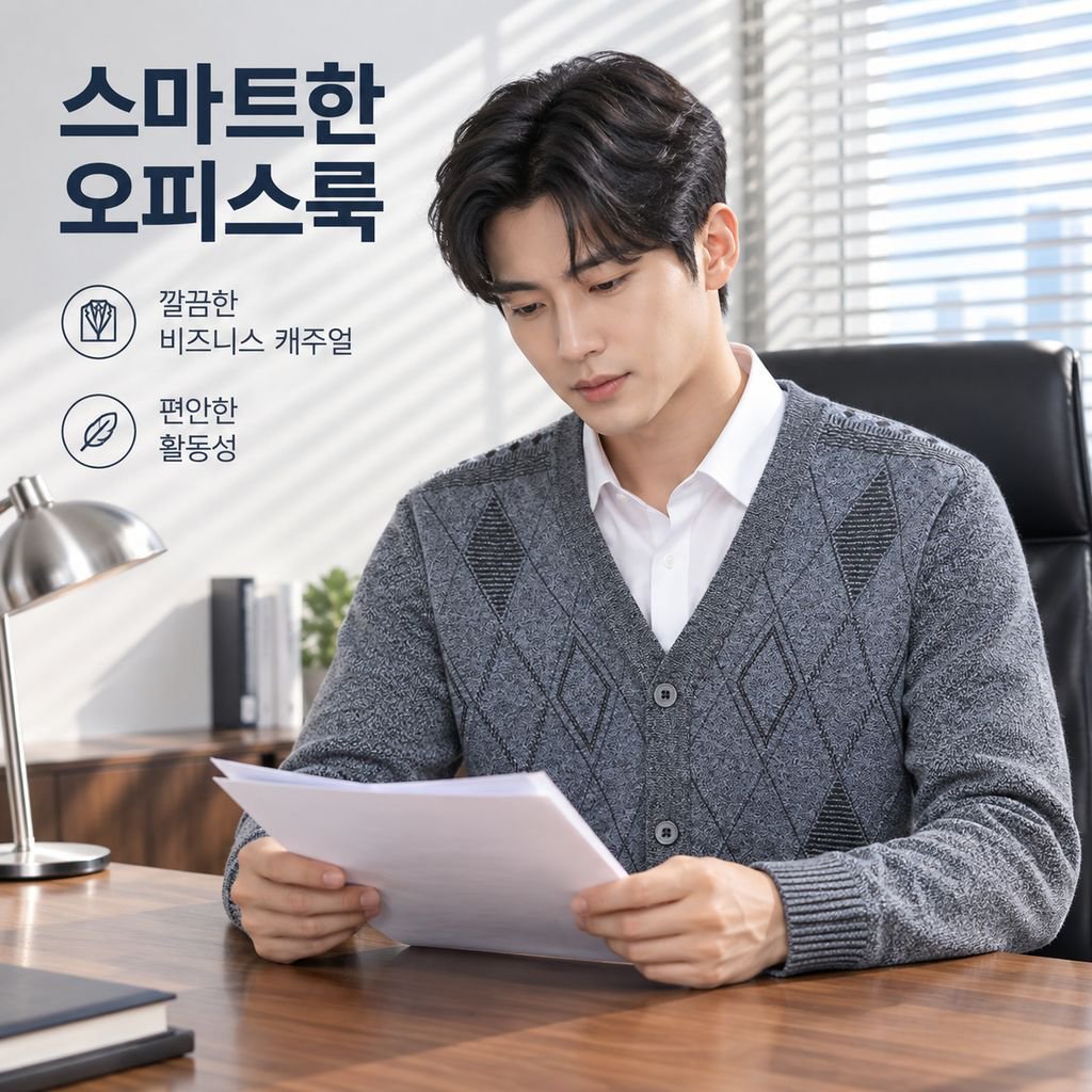 남성용 플리스 안감 니트 스웨터 가디건