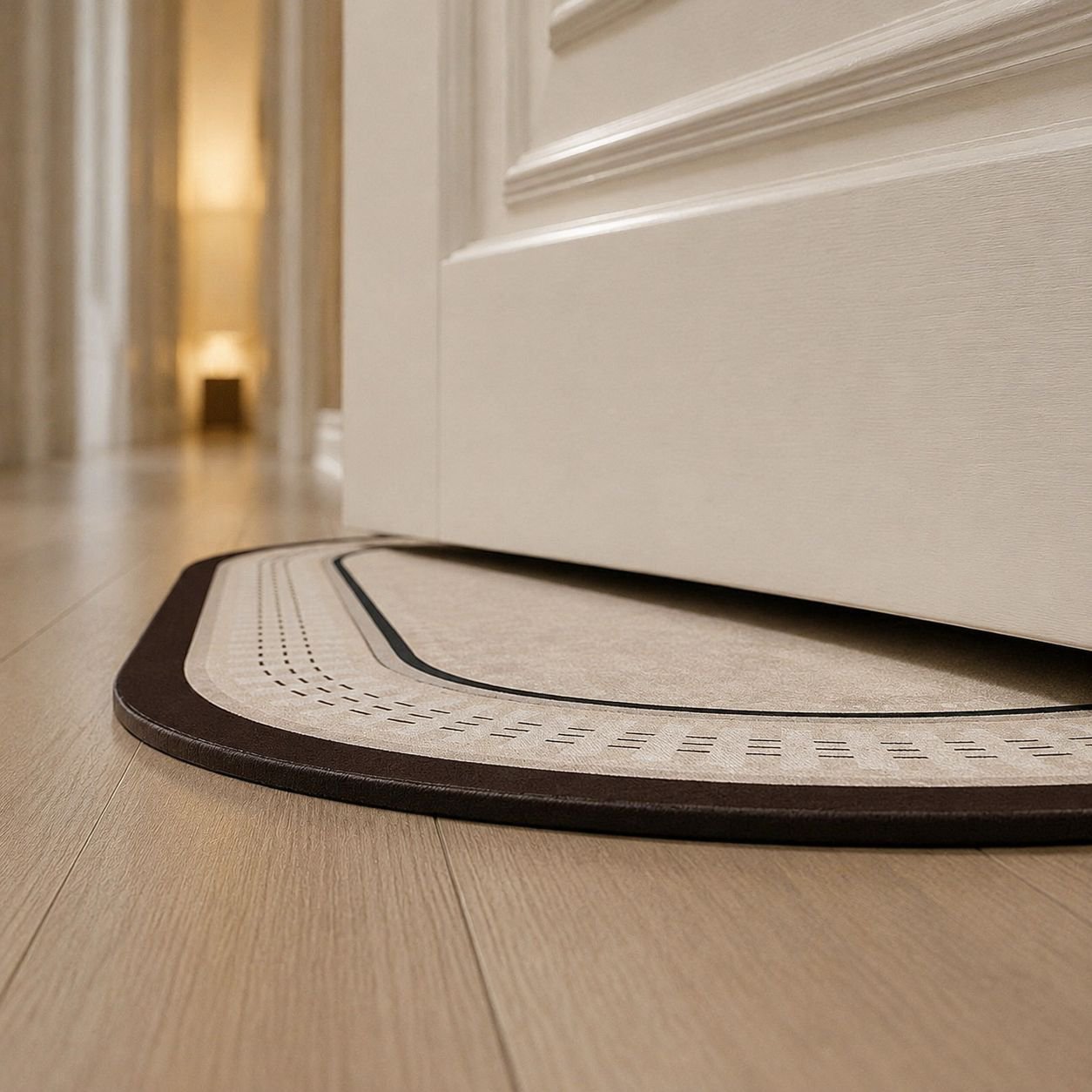 Quick drying diatom mud bath mat on tile floor