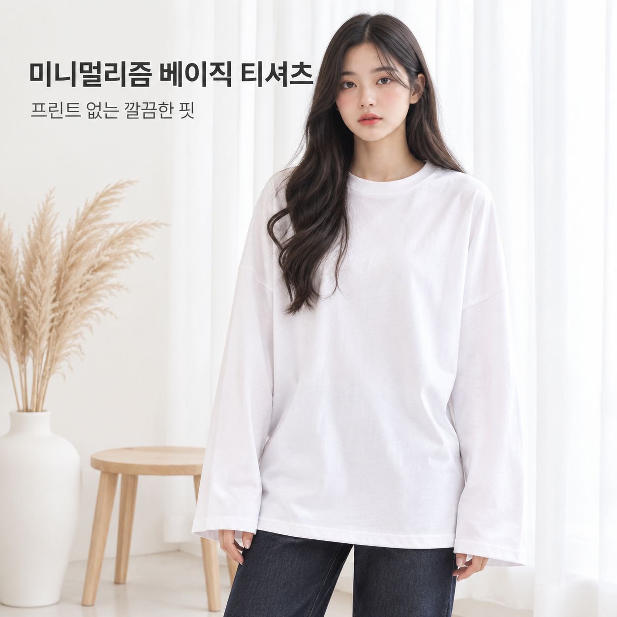 가을 트임 단색 긴팔 티셔츠 여성 패션 이너웨어 한류 스타일 학생 외출용 루즈핏 상의