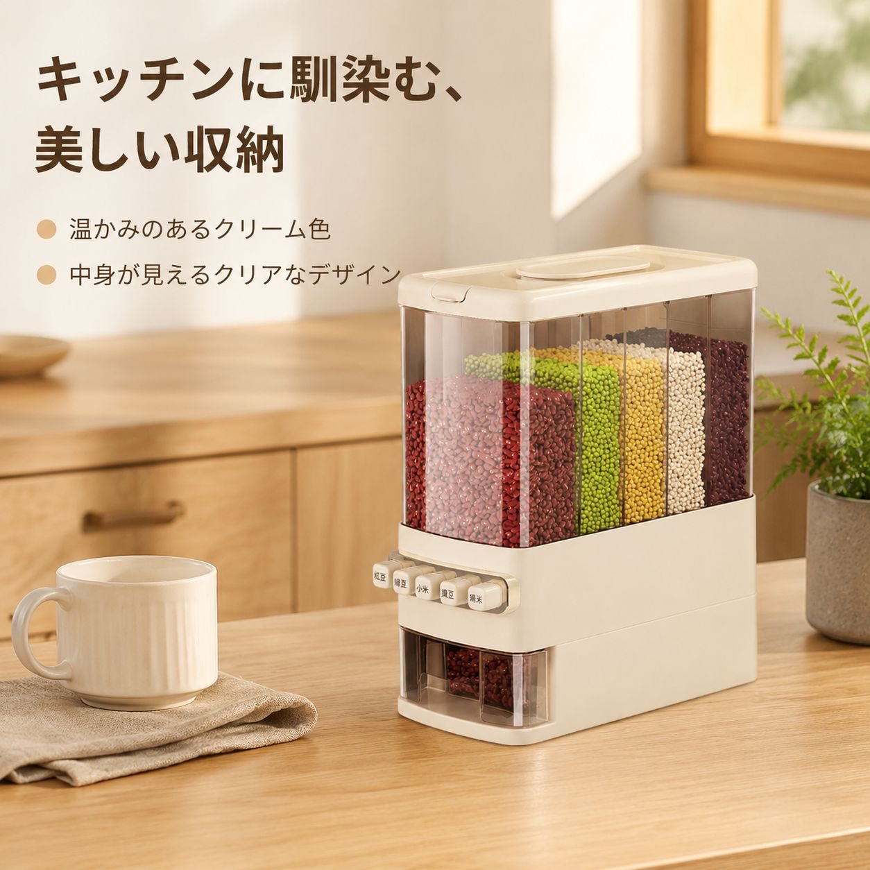 仕切り付き雑穀収納ボックス