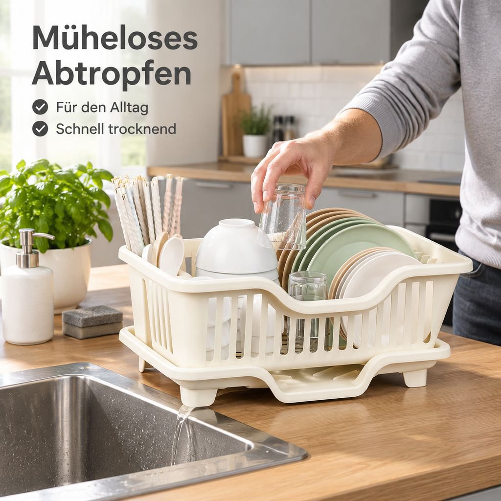 Abtropfgestell mit Besteckkorb