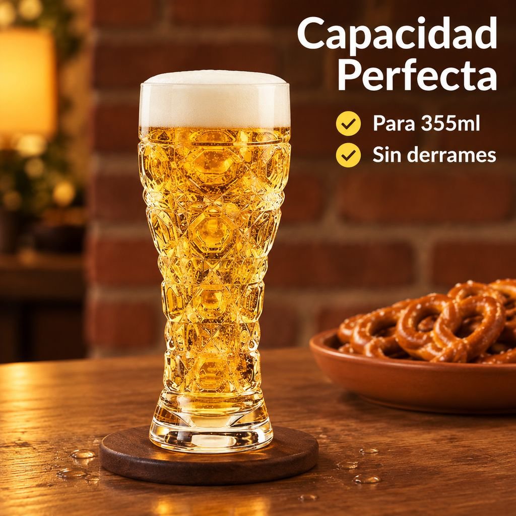 Copa de Vidrio Grueso Grabado para Cerveza Artesanal Gran Capacidad