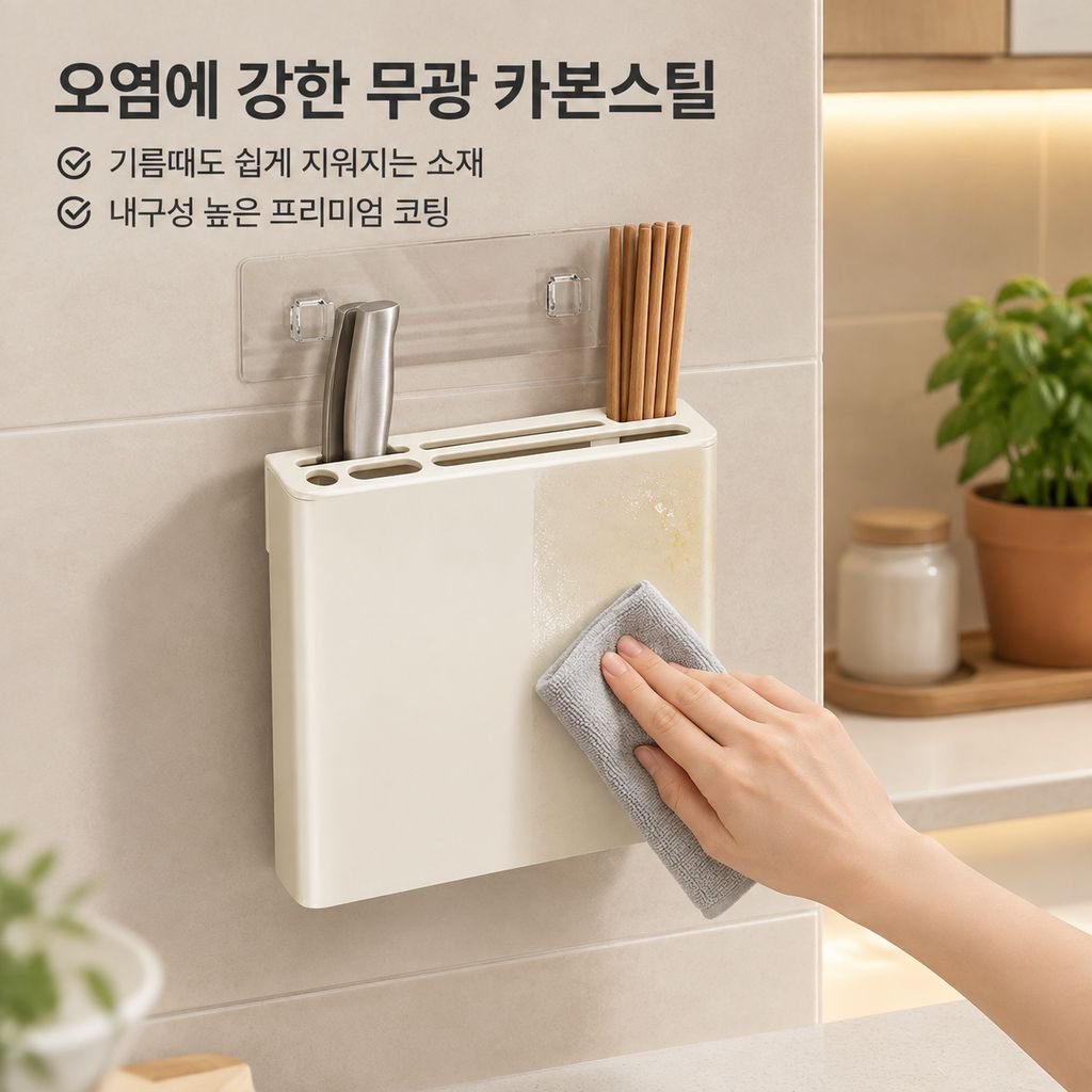 벽걸이 다기능 칼꽂이 수저통 일체형 정리대