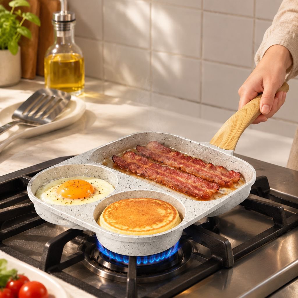 多機能な焦げ付きにくい朝食パン 3イン1 卵焼き、パンケーキ、ハンバーガー、ステーキ用