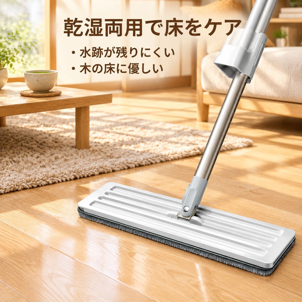 モップ 2025年新作 ハンズフリー フラットモップ 乾湿両用 フローリング用 家庭用