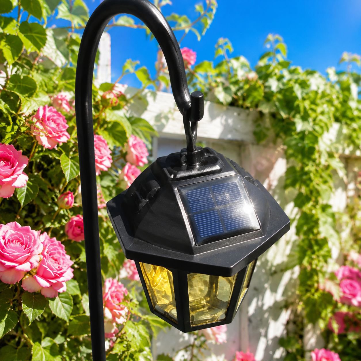 Hexagonal palace lantern, lawn lantern, solar-powered outdoor courtyard lantern, garden villa landsc