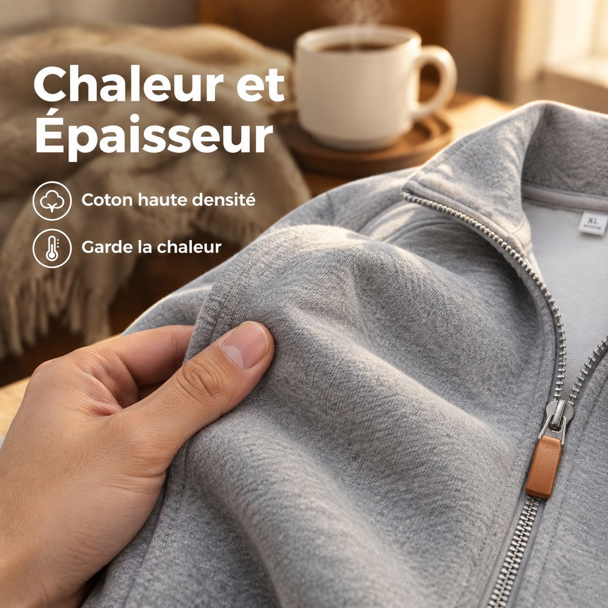Blouson décontracté à col montant doublé pour homme automne