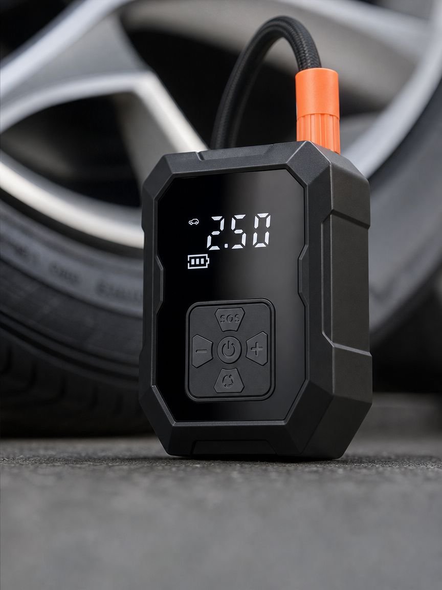 Bomba de aire automática portátil para neumáticos de coche