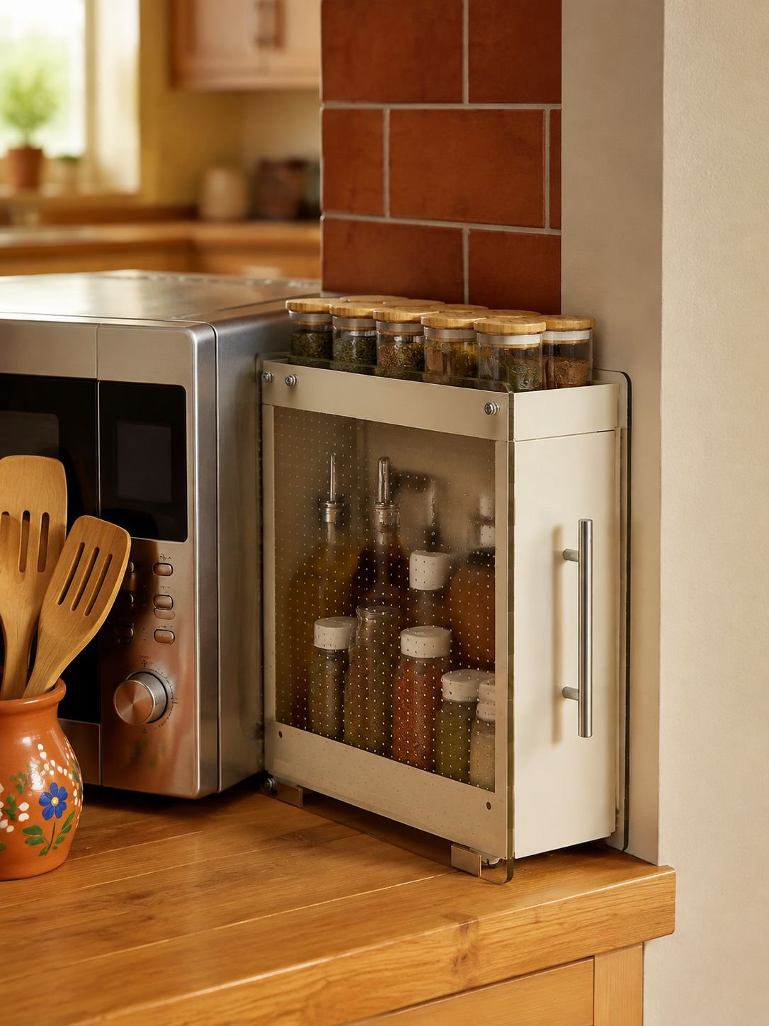 Estante de almacenamiento de especias extraíble para cocina, estante de almacenamiento de pared para
