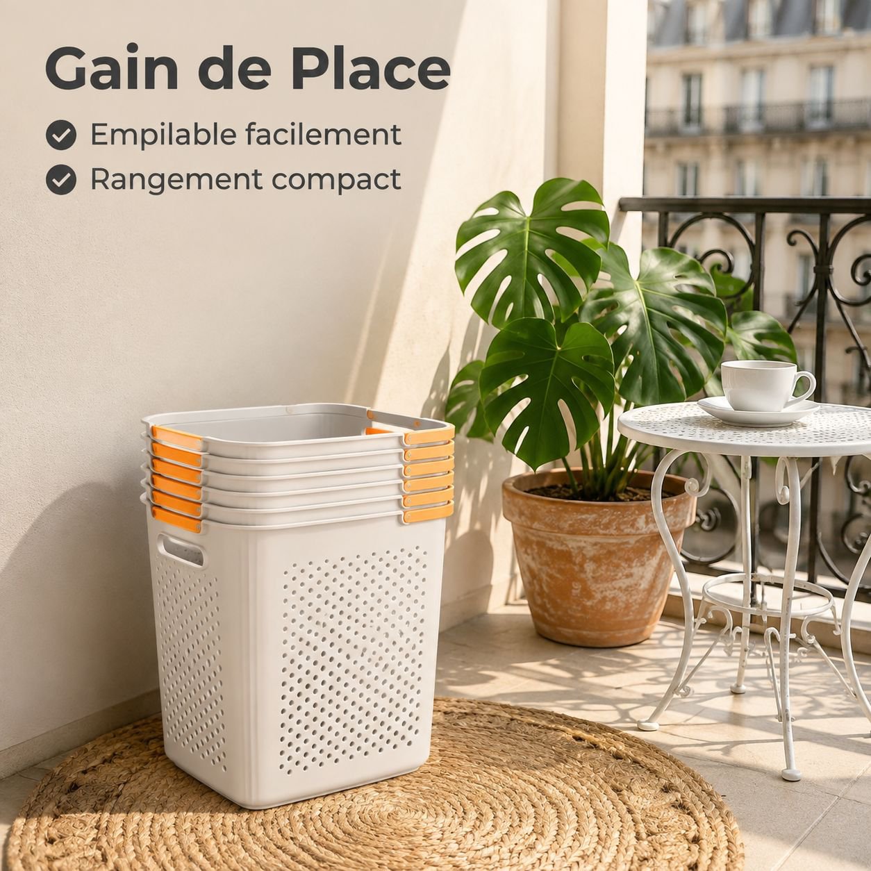 Panier à linge portable ajouré pour salle de bain