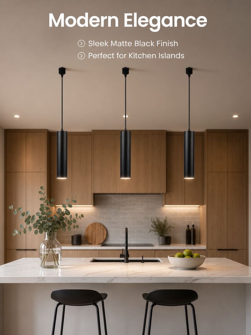 Modern Nordic style chandelier in restaurant kitchen