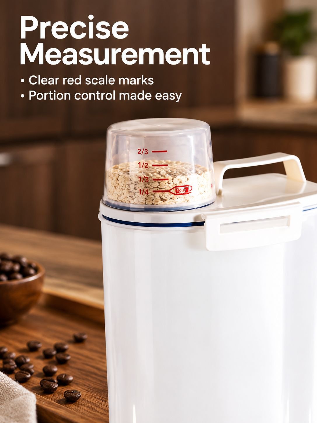 Airtight cereal storage container designed to help keep food fresh