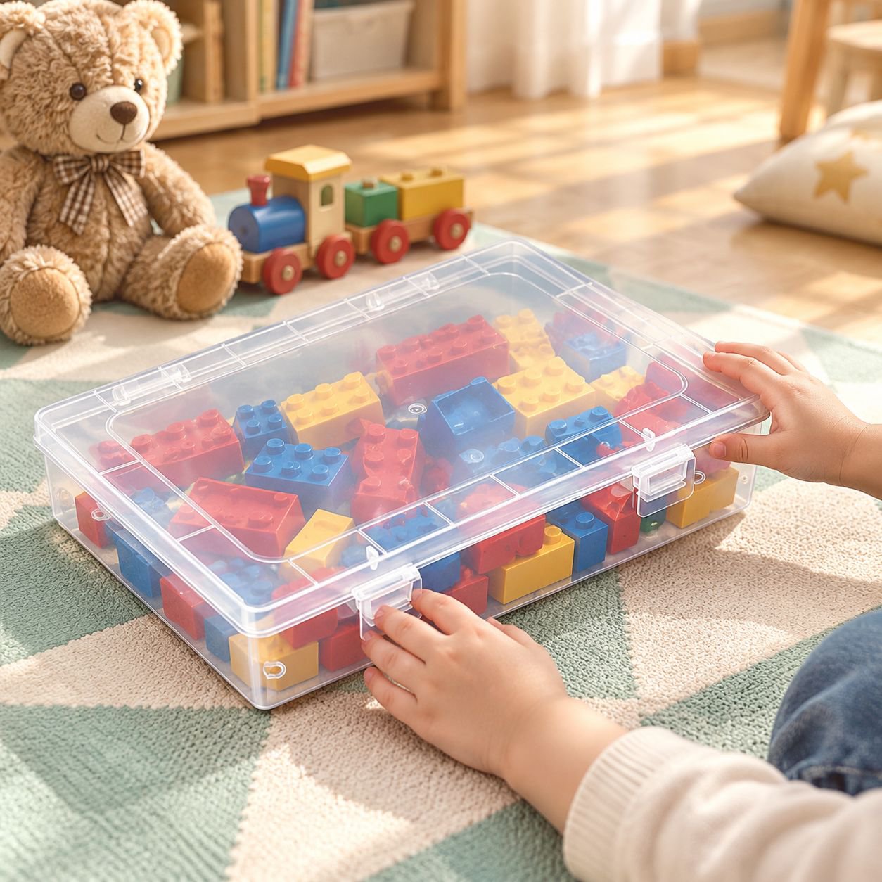 Caja de almacenamiento doméstica de plástico transparente
