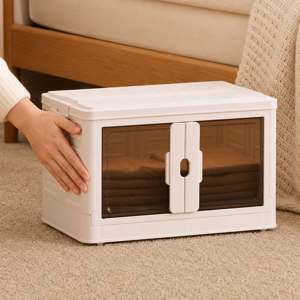Stackable foldable storage containers for closet
