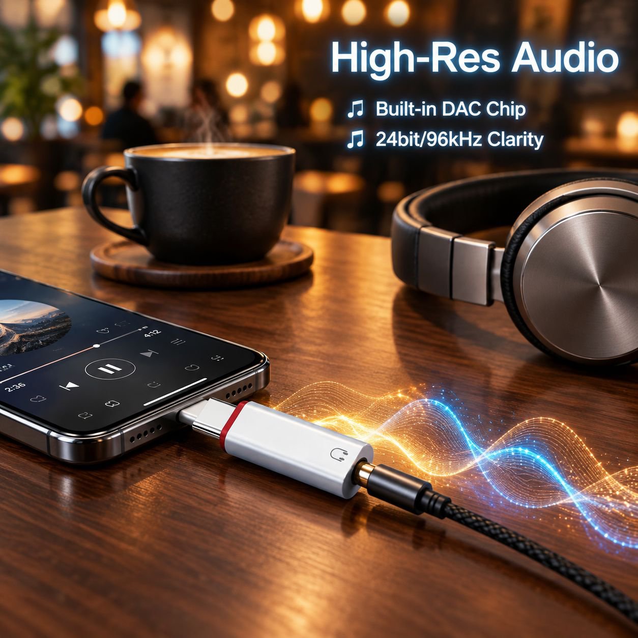 type-c adapter to 3.5mm earphone line DAC digital chip for Samsung Xiaomi Huawei and other mobile ph