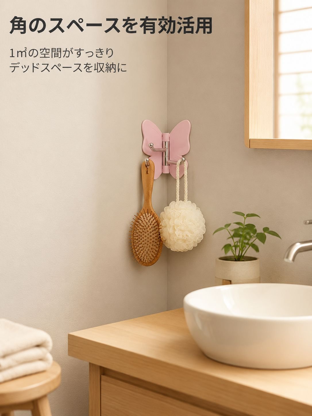 回転式蝶々三連フックの全体イメージ